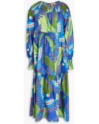 FARM Rio - Gestuftes midikleid aus baumwollpopeline mit print - Lyst