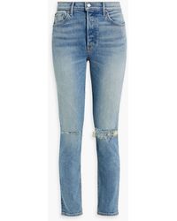 GRLFRND - Karolina Distressed High-rise Slim-leg Jeans - Lyst