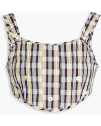 Acne Studios - Cropped Checked Cotton-blend Top - Lyst