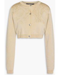 Versace - Cropped cardigan aus jacquard-strick mit metallic-effekt - Lyst