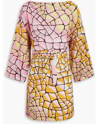 Emilio Pucci - Belted Printed Cotton Mini Dress - Lyst