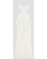 Roland Mouret Primrose Embellished Hammered Stretch-silk Satin Jumpsuit - White