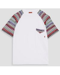 Missoni - T-shirt aus baumwoll-jersey mit häkelbesatz - Lyst