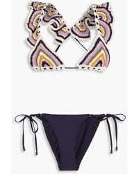 Zimmermann - Gehäkelter triangel-bikini mit rüschen - Lyst