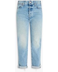 Mother - Scrapped Cropped High-Rise Straight-Leg Jeans - Lyst
