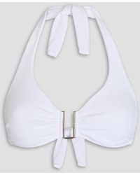 Melissa Odabash - Colombia Ring-Embellished Stretch-Seersucker Underwired Bikini Top - Lyst