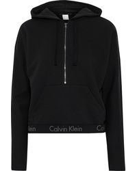 Calvin Klein French Cotton-blend Terry Hoodie Black