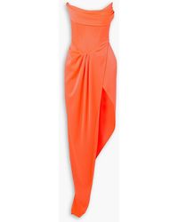 Alex Perry - Harland Strapless Asymmetric Draped Satin-crepe Gown - Lyst