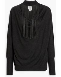 Brunello Cucinelli - Bead-Embellished Cutout Cashmere And Silk-Blend Sweater - Lyst