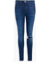 FRAME - jagger Skinny-fit Distressed Denim Jeans - Lyst