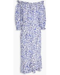 Saloni - Grace Polka-Dot Silk Crepe De Chine Midi Dress - Lyst