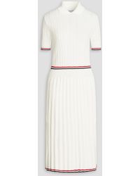 Thom Browne - Striped Cable-knit Cotton Midi Dress - Lyst