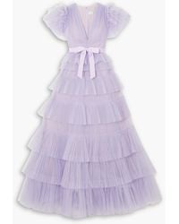 Huishan Zhang - Nicolette Grosgrain-trimmed Tiered Tulle Gown - Lyst