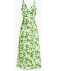 HVN - Max Floral-Print Silk-Satin Midi Dress - Lyst