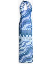 PUCCI - Cutout Printed Stretch-mesh Maxi Dress - Lyst