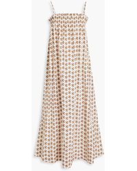 Tory Burch - Floral-print Cotton-blend Poplin Midi Dress - Lyst