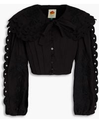 FARM Rio - Pintucked Broderie Anglaise Cotton Shirt - Lyst