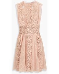 RED Valentino - Gathered Point D'esprit-paneled Crocheted Lace Mini Dress - Lyst