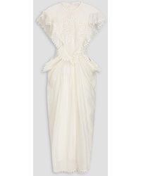 Zimmermann - Embroidered Linen And Silk Blend-Gauze Midi Dress - Lyst