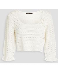 Maje - Marcia Cropped Embellished Crochet-knit Sweater - Lyst