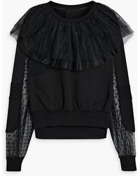 RED Valentino - Point D'esprit-paneled French Cotton-blend Terry Sweatshirt - Lyst