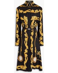 Versace - Belted Printed Silk-Twill Midi Shirt Dress - Lyst