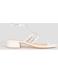 Stuart Weitzman - Faux Pearl-embellished Leather Sandals - Lyst