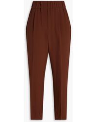 Brunello Cucinelli - Pleated Crepe De Chine Tapered Pants - Lyst