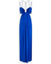 FRAME - Cutout Ruched Stretch-silk Satin Maxi Dress - Lyst