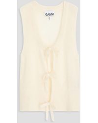 Ganni - Bow-detailed Brushed Mohair-blend Vest - Lyst