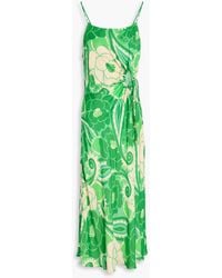 FARM Rio - Slip dress in midilänge aus satin mit floralem print und cut-outs - Lyst