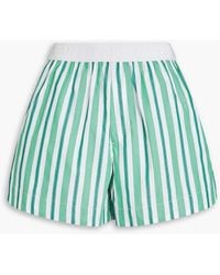 Ganni - Gestreifte shorts aus baumwollpopeline - Lyst