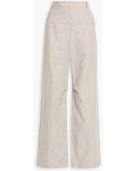 Brunello Cucinelli - Striped Cotton And Linen-Blend Wide-Leg Pants - Lyst