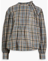 Ulla Johnson - Clarke Gathered Checked Cotton-voile Blouse - Lyst