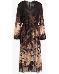 Zimmermann - Floral-Print Crepon Midi Dress - Lyst