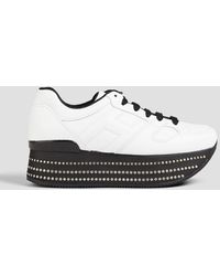 Hogan - Crystal-embellished Leather Platform Sneakers - Lyst