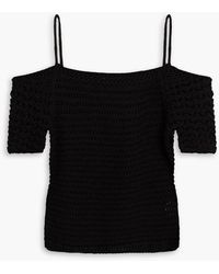 Vince - Cold-shoulder Crochet-knit Cotton Top - Lyst