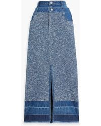 Jonathan Simkhai - Maddy Denim And Bouclé-knit Midi Skirt - Lyst