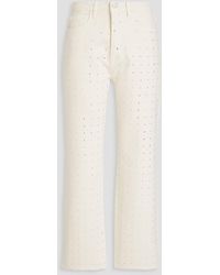 FRAME - Le Jane Mirror-embellished Cropped High-rise Straight-leg Jeans - Lyst