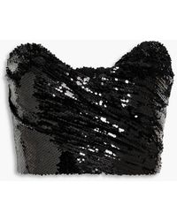 Ronny Kobo - Mark Cropped Sequined Mesh Bustier Top - Lyst