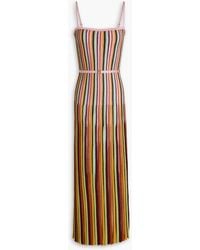Zimmermann - Belted Metallic Striped Ribbed-Knit Maxi Dress - Lyst