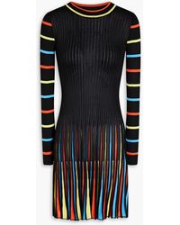MSGM - Striped Ribbed-knit Mini Dress - Lyst