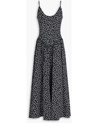 STAUD - Dena Floral-Print Stretch-Cotton Poplin Midi Dress - Lyst