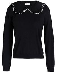 RED Valentino - Point D'esprit-trimmed Ruffled Wool-blend Sweater - Lyst