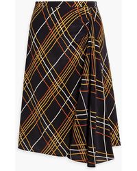 Marni - Draped Checked Silk Crepe De Chine Skirt - Lyst