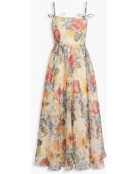 Mikael Aghal - Floral-Print Chiffon Midi Dress - Lyst