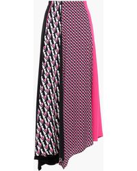 Diane von Furstenberg Patchwork Crepe, Satin-crepe And Jacquard Maxi Skirt - Pink