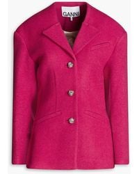 Ganni - Blazer aus twill aus einer wollmischung - Lyst