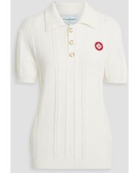 Casablancabrand - Appliquéd Cotton-blend Bouclé-tweed Polo Shirt - Lyst