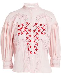 Antik Batik Suzie Crochet-trimmed Embellished Cotton-gauze Blouse - Pink